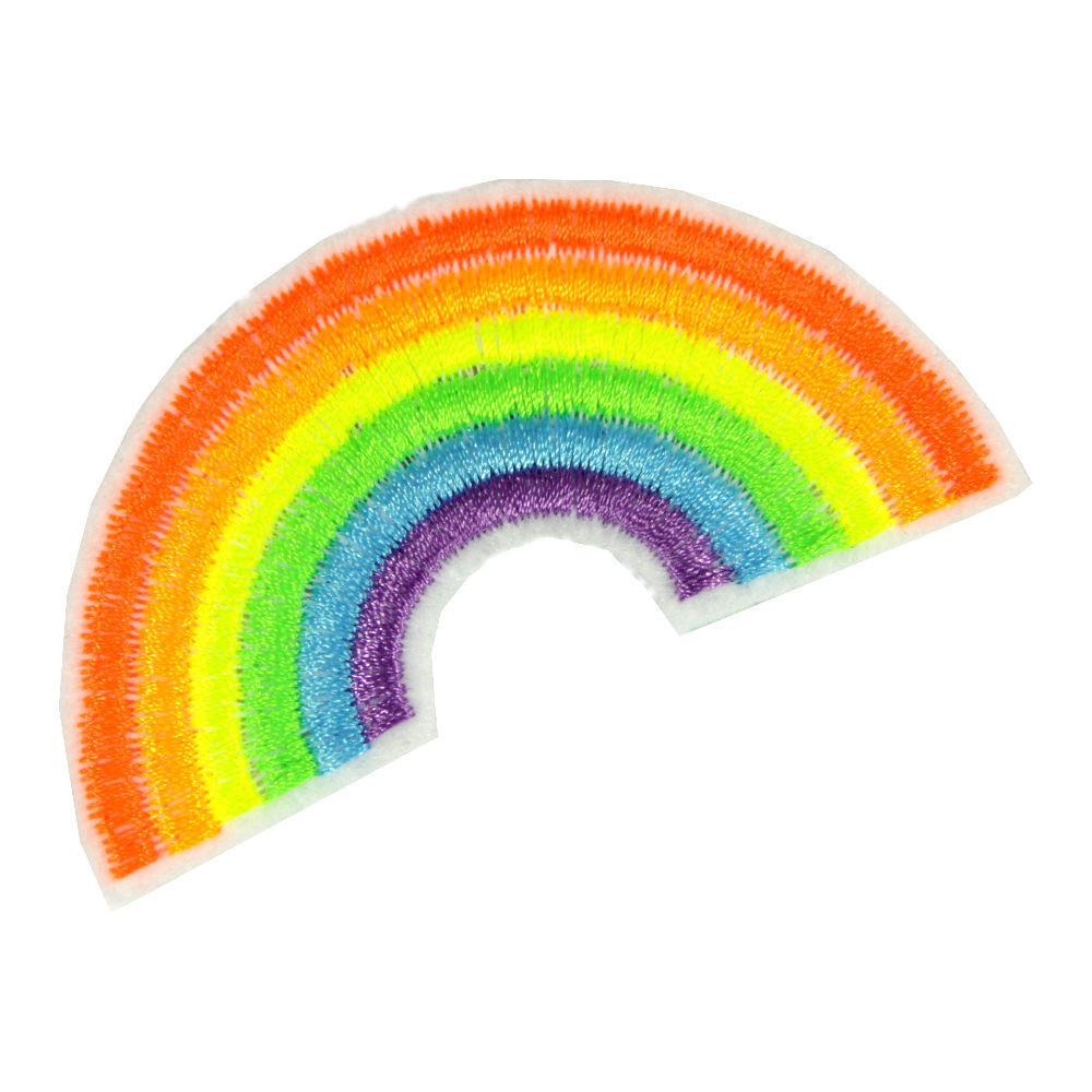 Regenbogen Flicken zum aufbügeln Bügelbild in Neonfarben als kleiner Aufbügler
