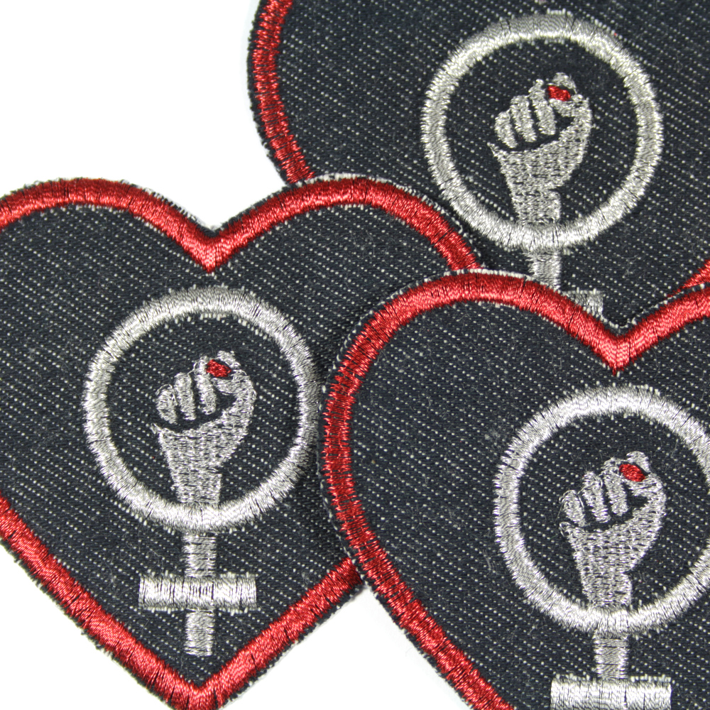 Woman power heart glitter iron-on metallic accessory patch patches for ironing on iron-on patches for adults