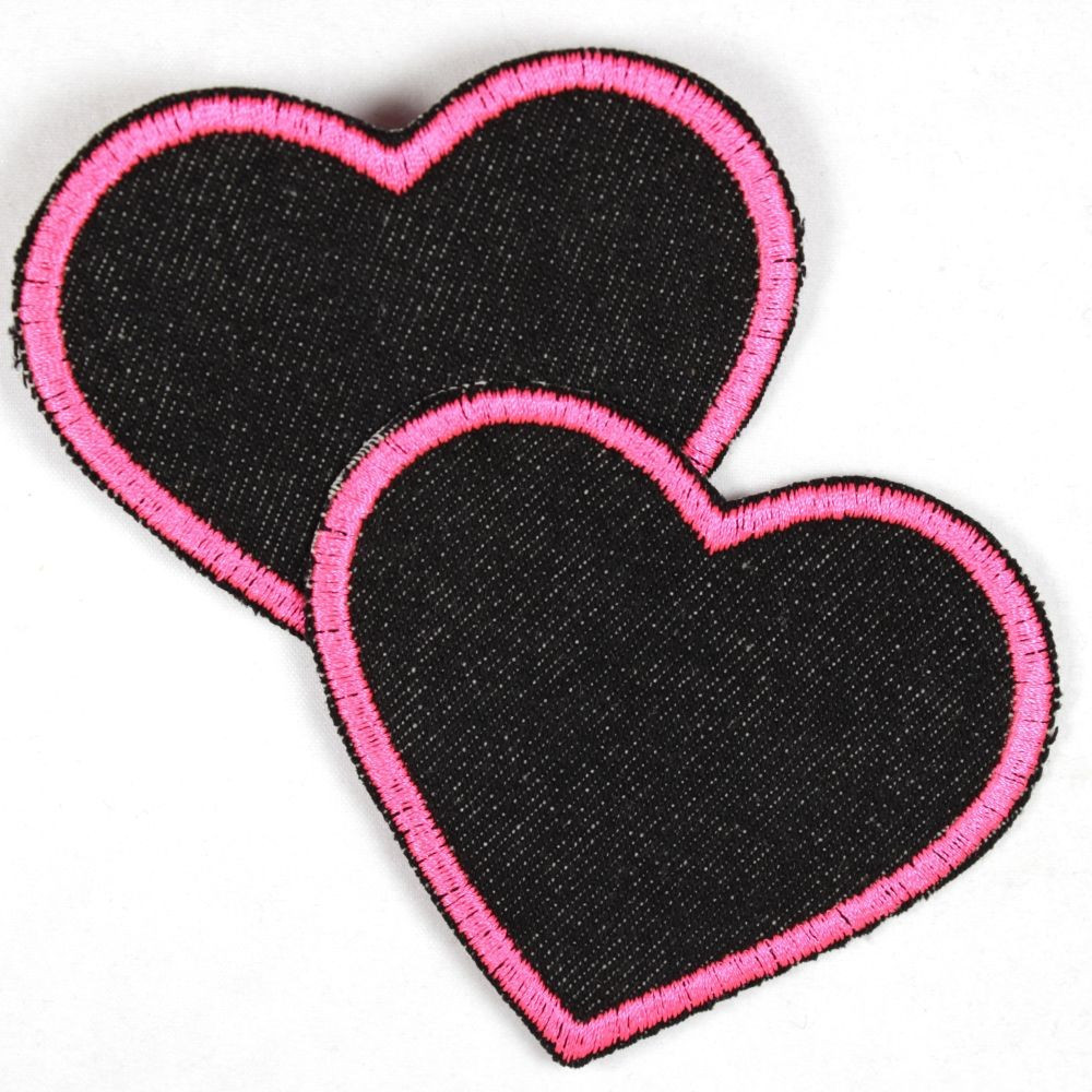 Flickli Herzen Jeans schwarz pink klein