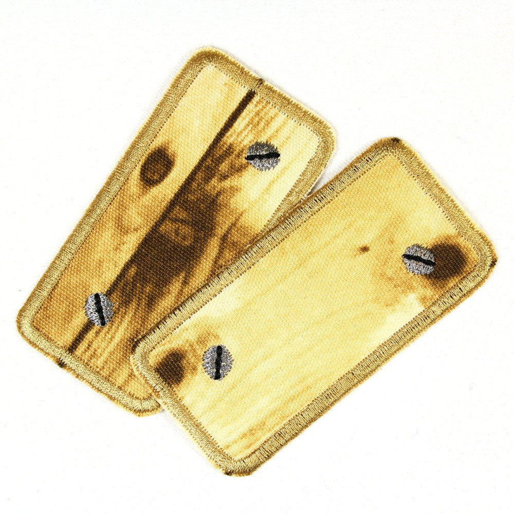 Bügelflicken Set Holz in hell mit Schrauben silber Flicken zum aufbügeln tolle Accessoires und schöne Geschenke Doppelpack