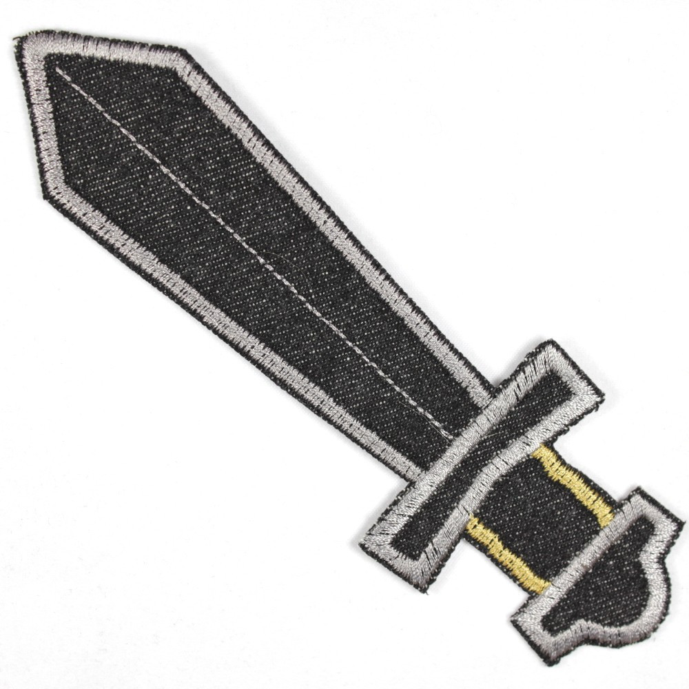 Flicken Schwert groß schwarz reissfest und ideal als Knieflicken geeignet