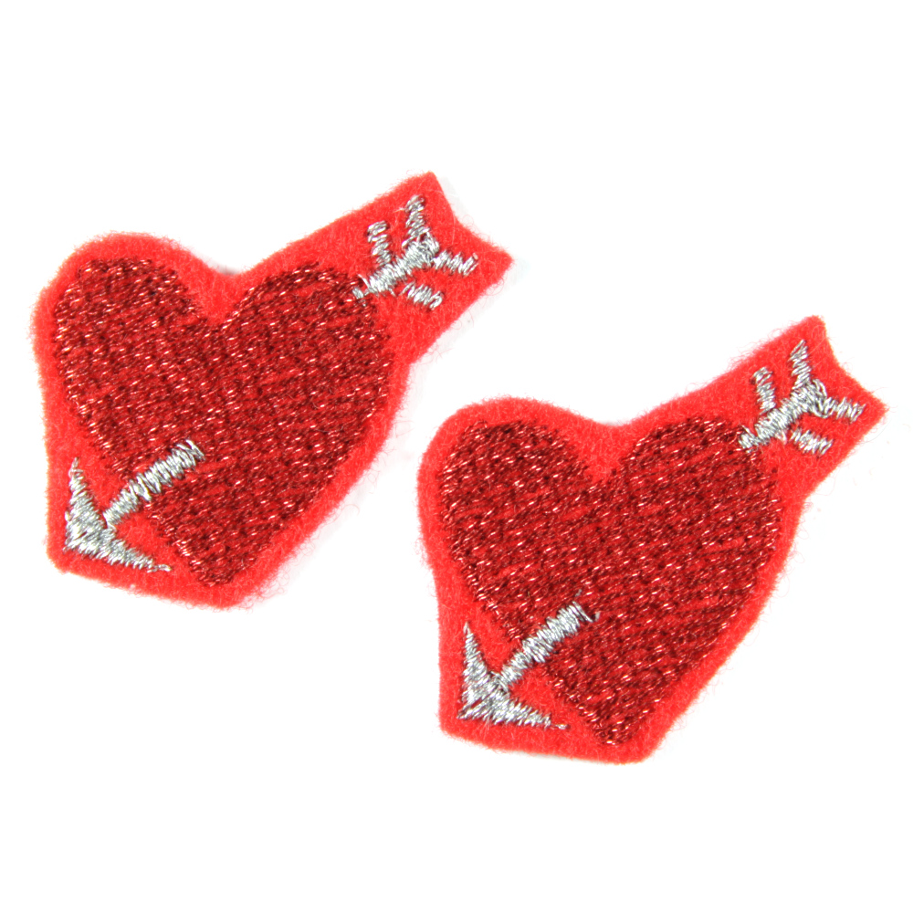Herzen mit Pfeil Glitzer Patches 2 mini Flicken im Set glitzer metallic Bügelflicken oder Accessoire
