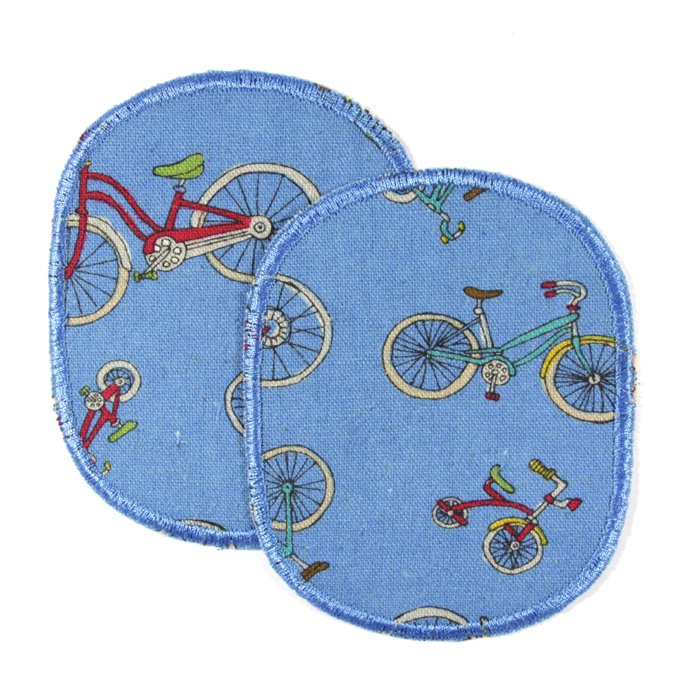 Knieflicken Fahrrad Set 2 Flicken zum aufbügeln Hosenflicken Set blau Bügelflicken für Kinder