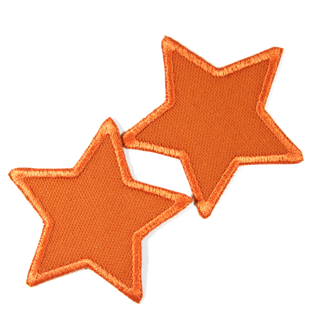 Flicken Sterne in orange Bügelflicken zwei Aufbügler klein 7cm