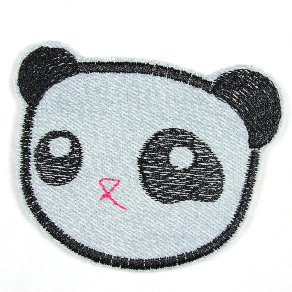 Flickli Panda hellblau Bär aus reissfestem Jeansstoff gefertigt und ideal als Knieflicken geeignet