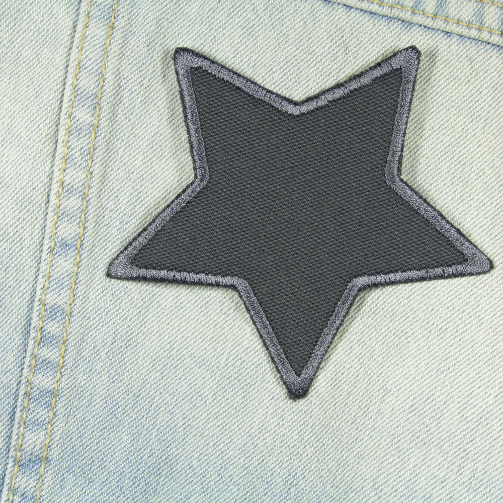 Patch stars in gray iron-on patches two small patches 7cm