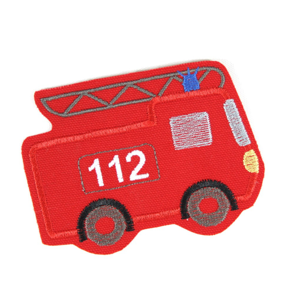 Bügelbild Feuerwehr Aufbügler 112 Bügelflicken Feuerwehrauto Flicken Applikation, Flicken für Kinder