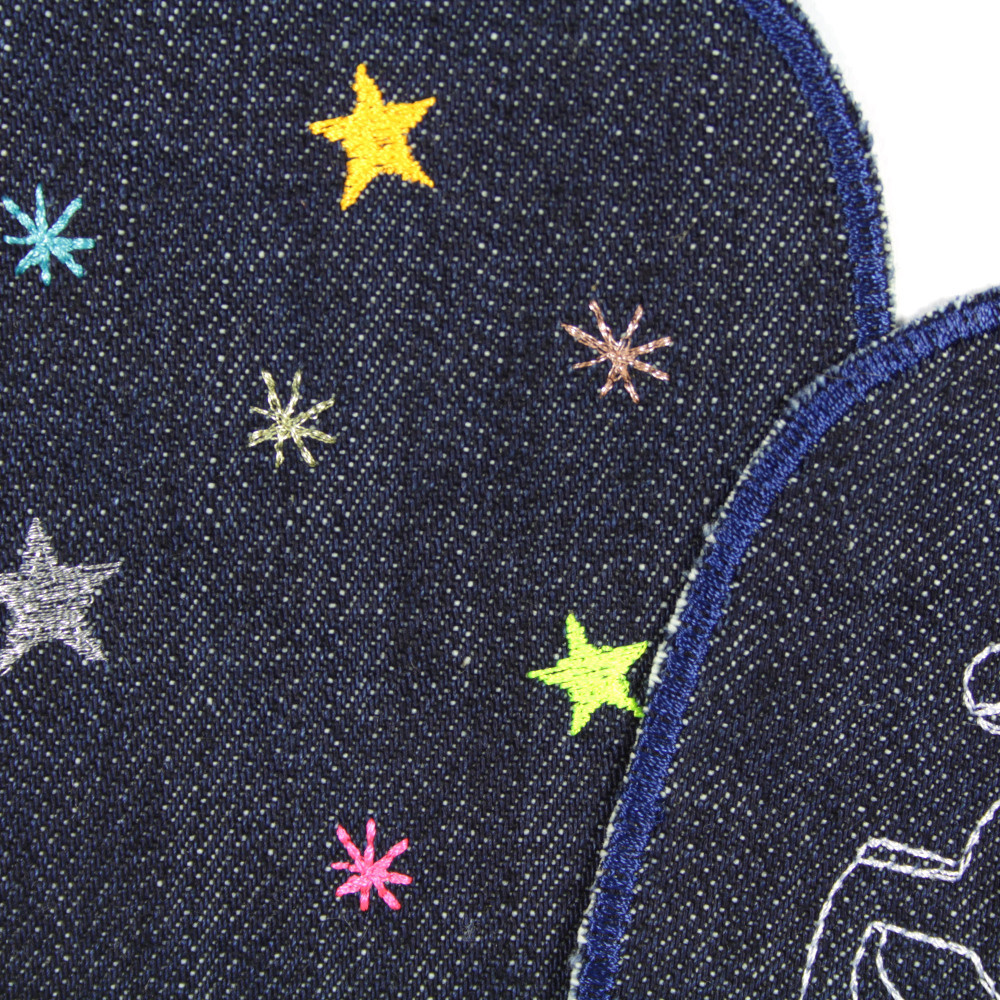 Glitzer Sterne und Neonfarben Knieflicken Motiv für Kinder