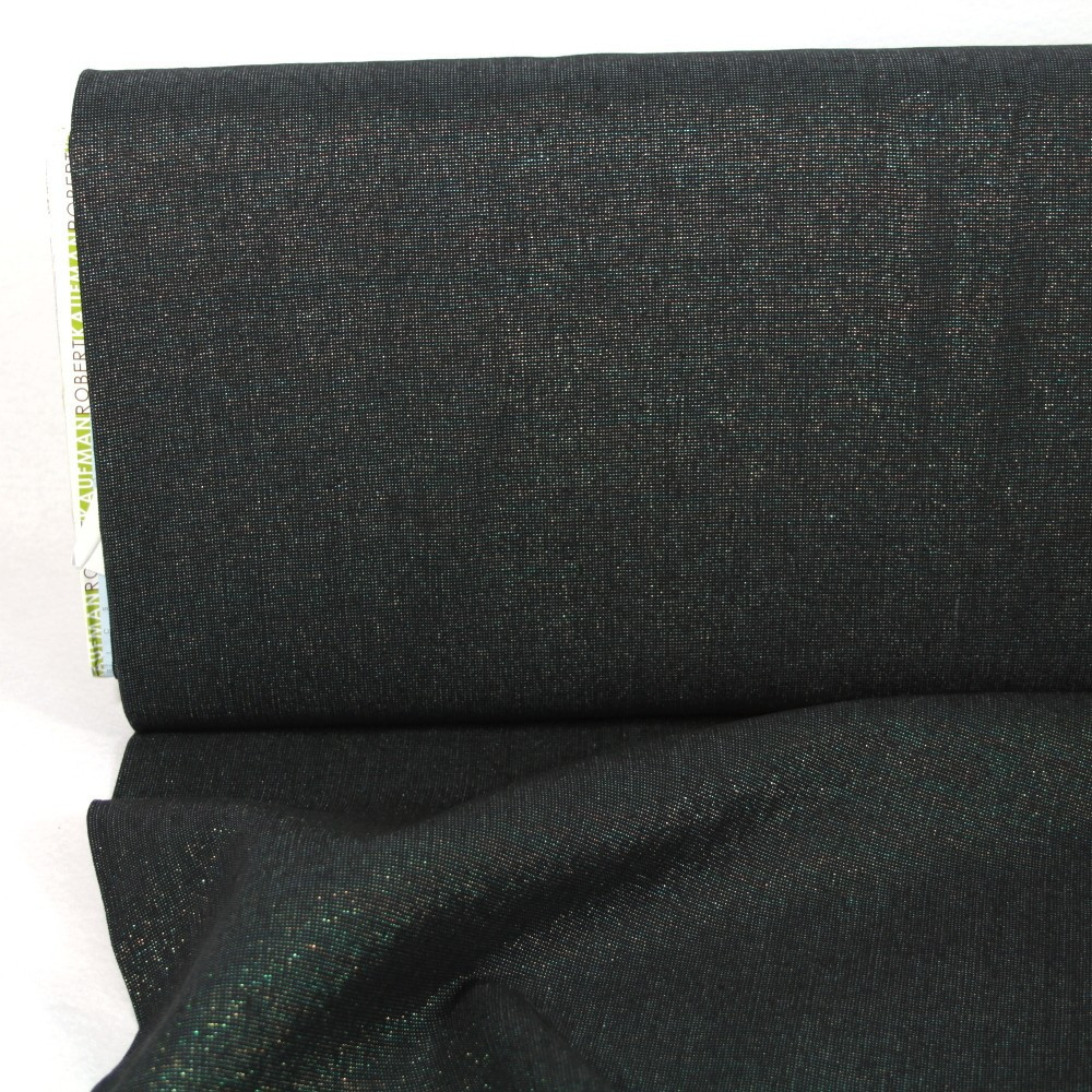 Metallic Stoff Baumwolle Leinen Essex Yarn Dyed Celstial schwarz Lurex Kaufman fabrics