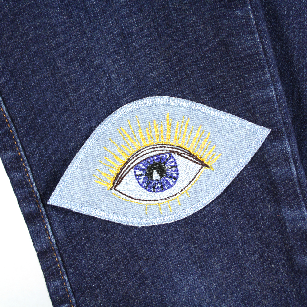 Jeans Patch Auge blau Applikation Flicken Aufbügler Flickli