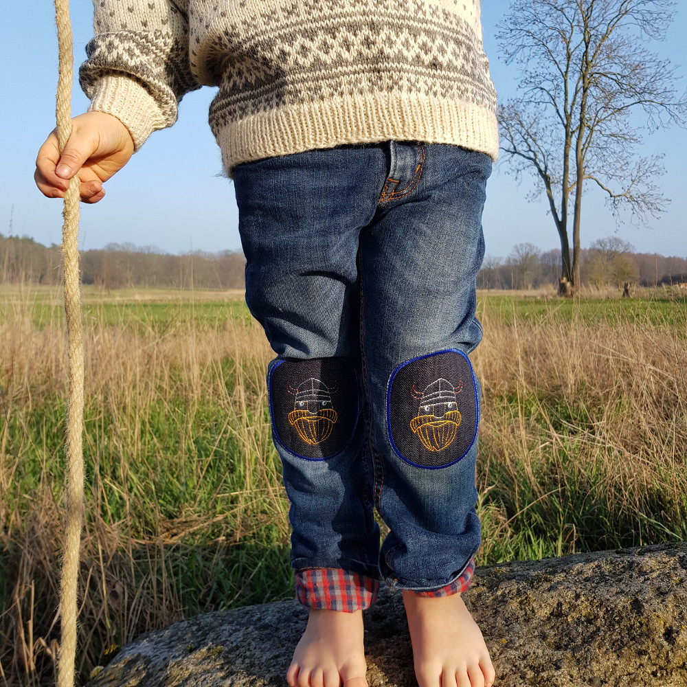 Wikinger Knieflicken für Kinder auf Jeans Kinderhose Bügelflicken zum aufbügeln