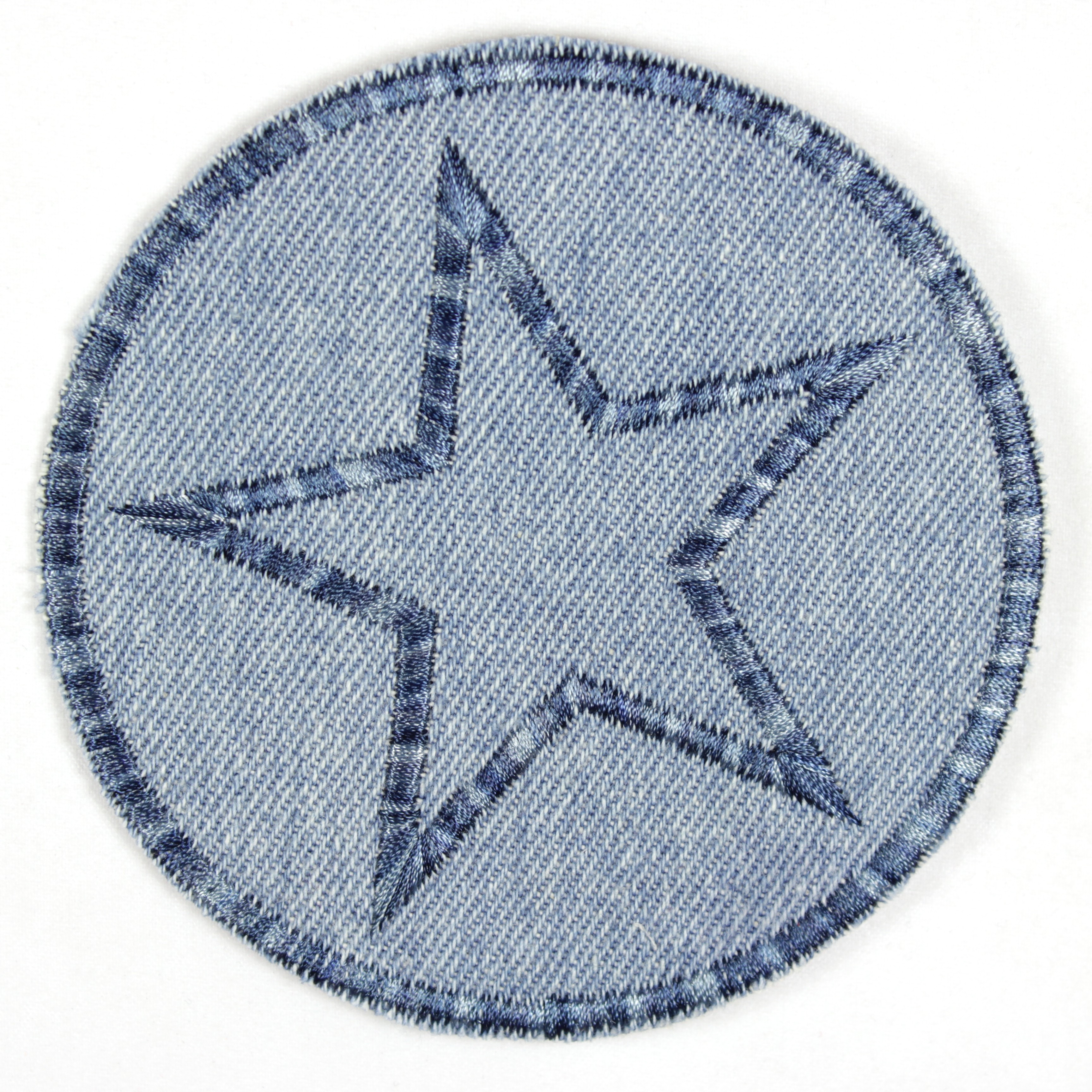 Flicken rund mit Stern blau Jeansflicken hellblau zum aufbügeln Multicolor